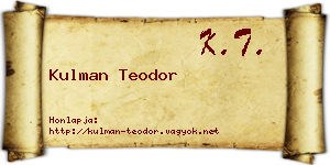 Kulman Teodor névjegykártya